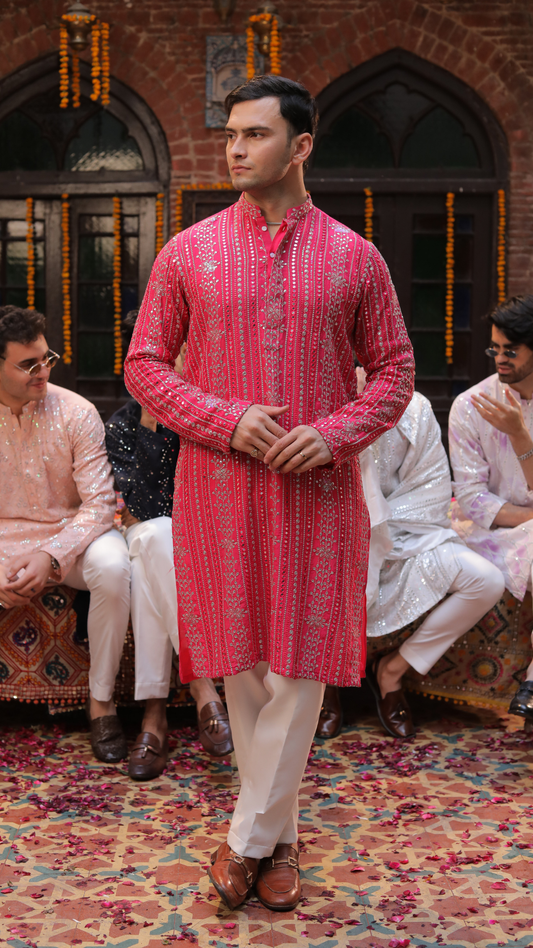 Mashhoor Kun Foil Work Kurta For Men
