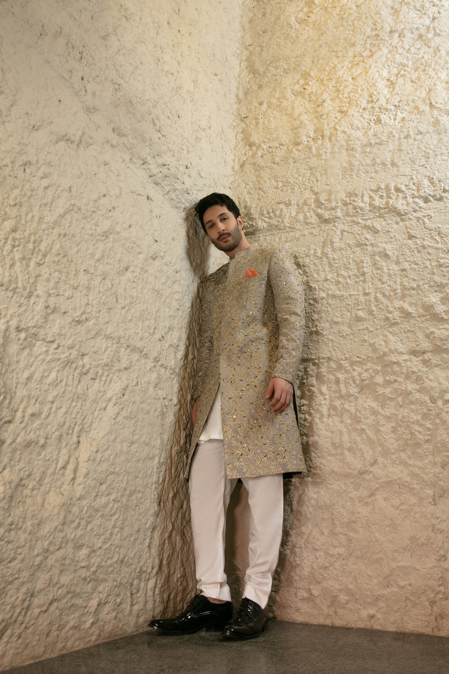 MC 551 Grey Men's Wedding Sherwani For Bride - Mashal Couture