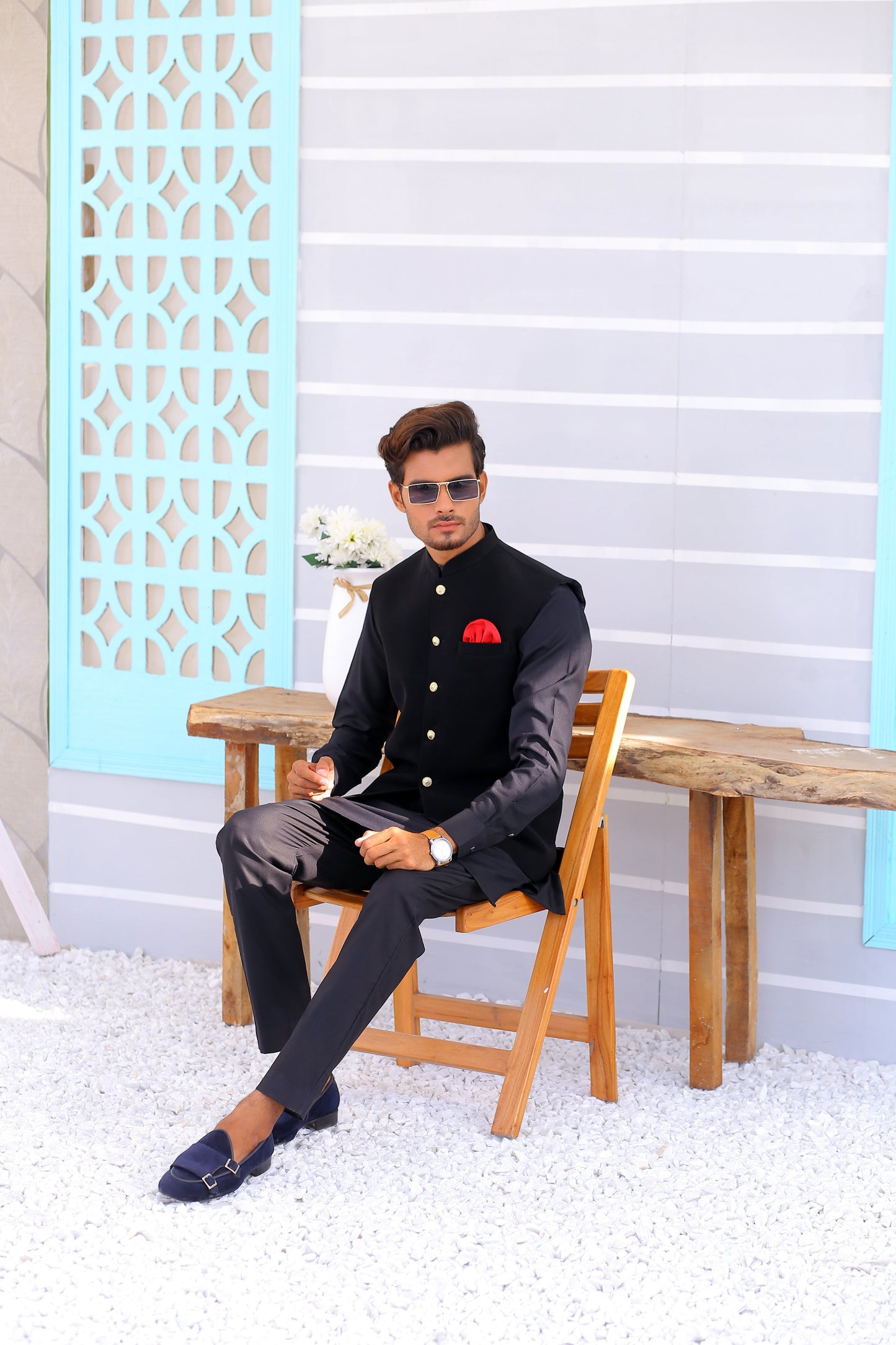 mens pakistani Black waistcoat
