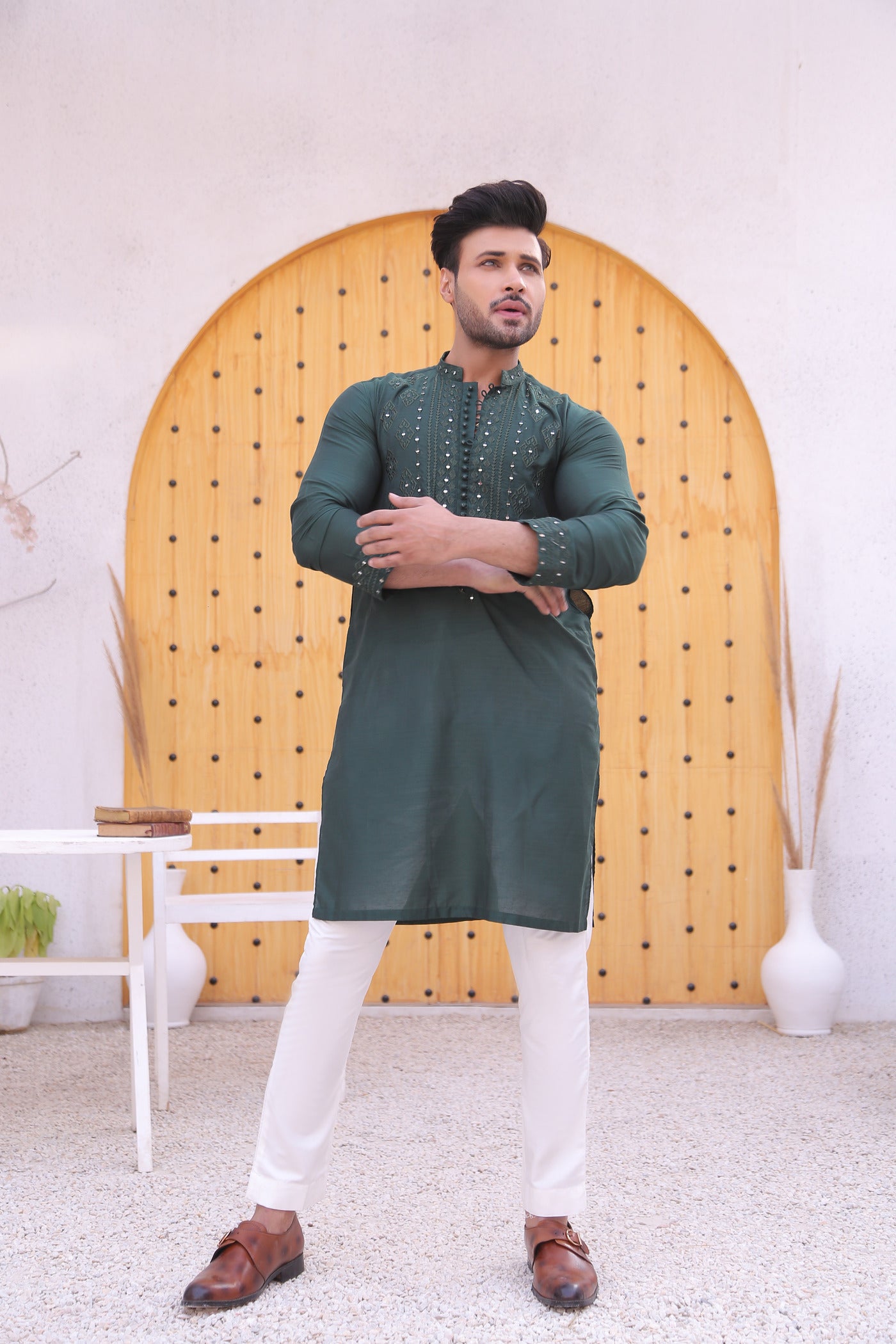 MC 08 Mirror Work Designing Kurta - Mashal Couture