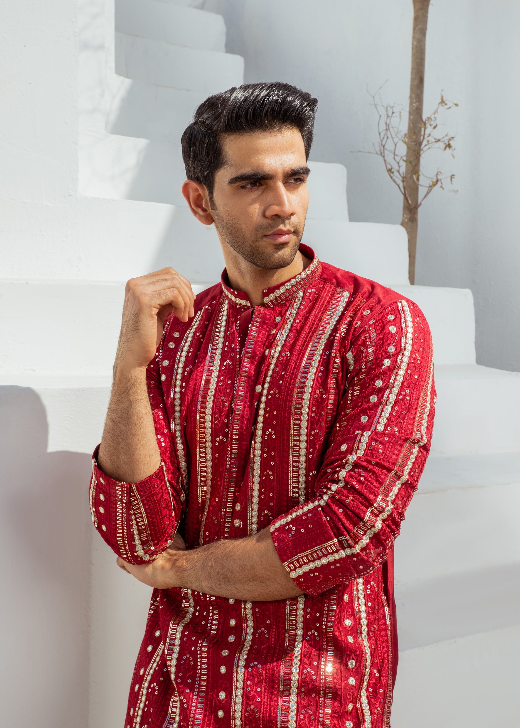 MC 25 Mirror Work Kurta And Pajama - Mashal Couture