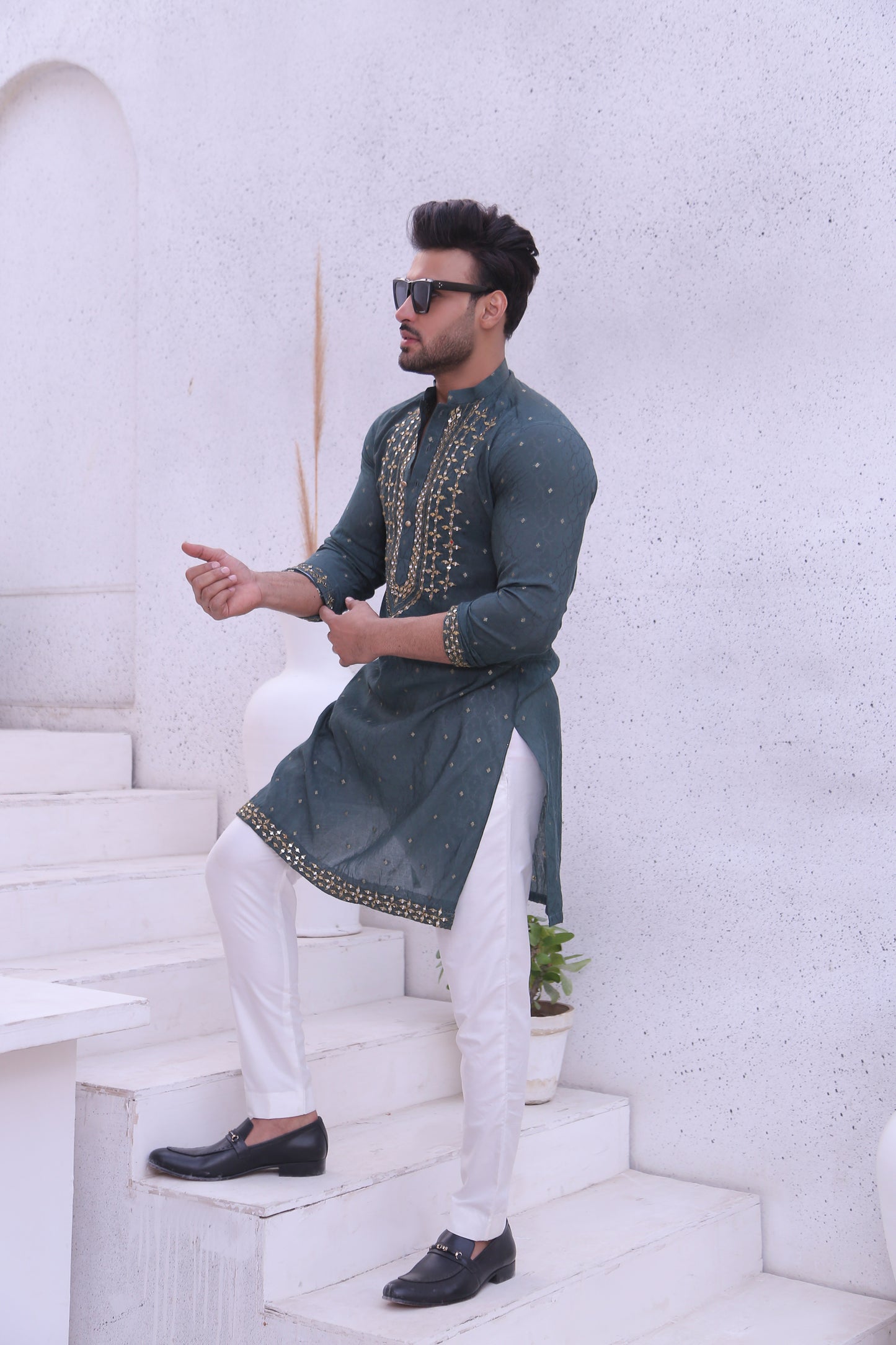 MC 06 Mirror Work Kurta And Pajama - Mashal Couture