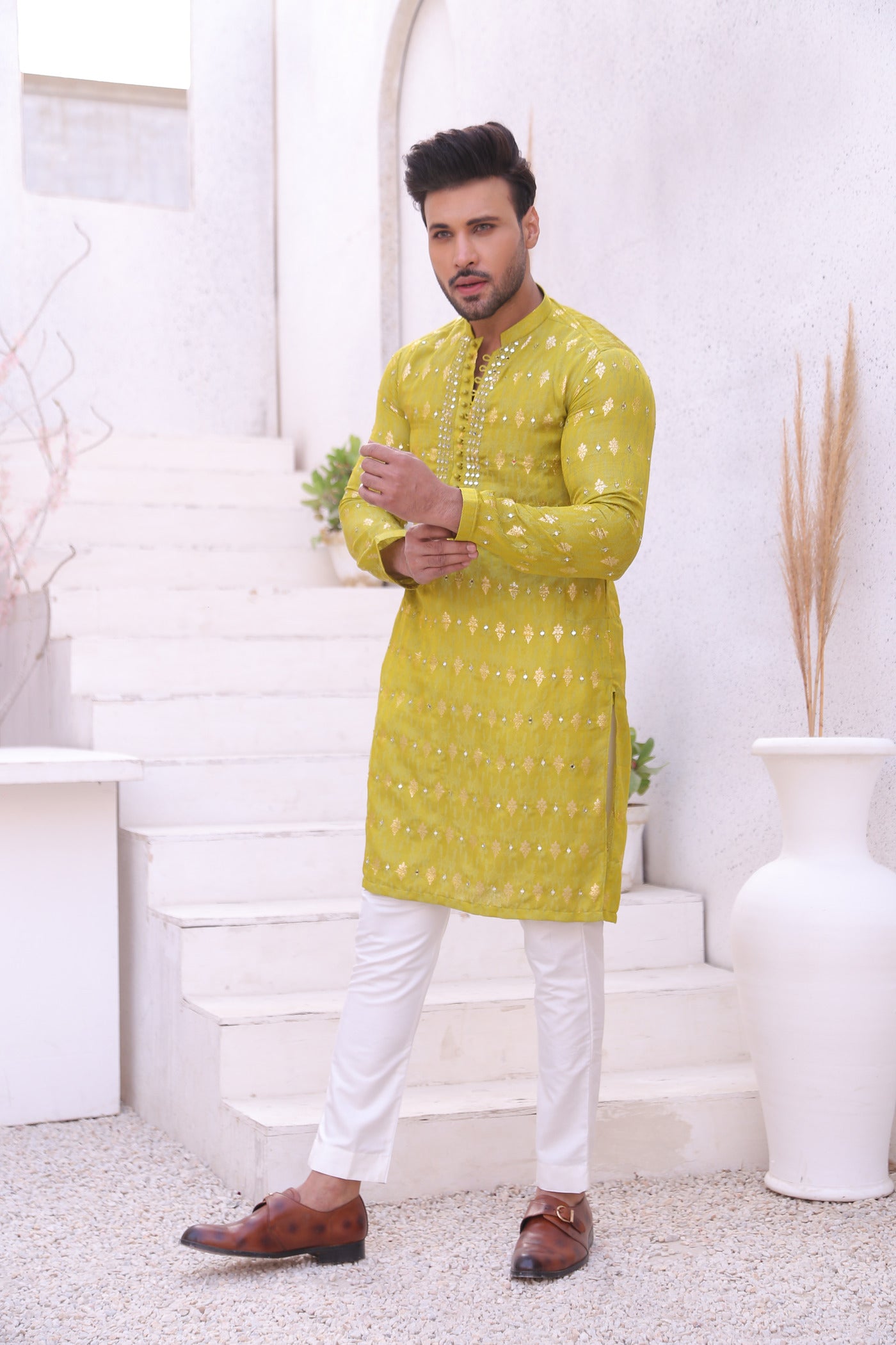 MC 11 Mirror Work Men Kurta Design - Mashal Couture