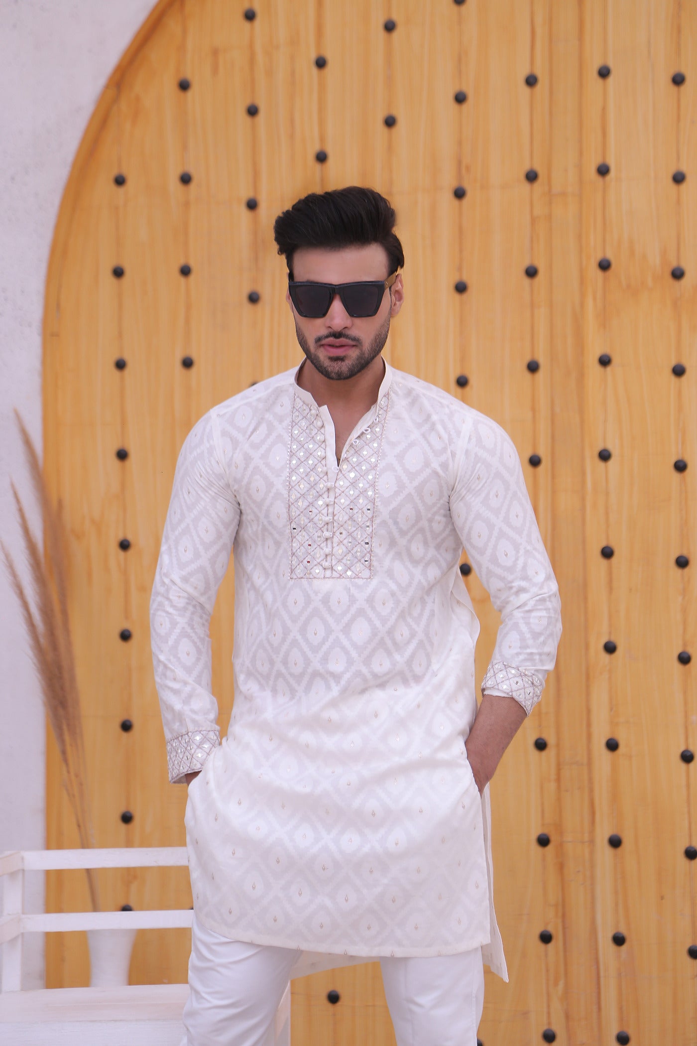 MC 13 Mirror Work Kurta For Men Design - Mashal Couture