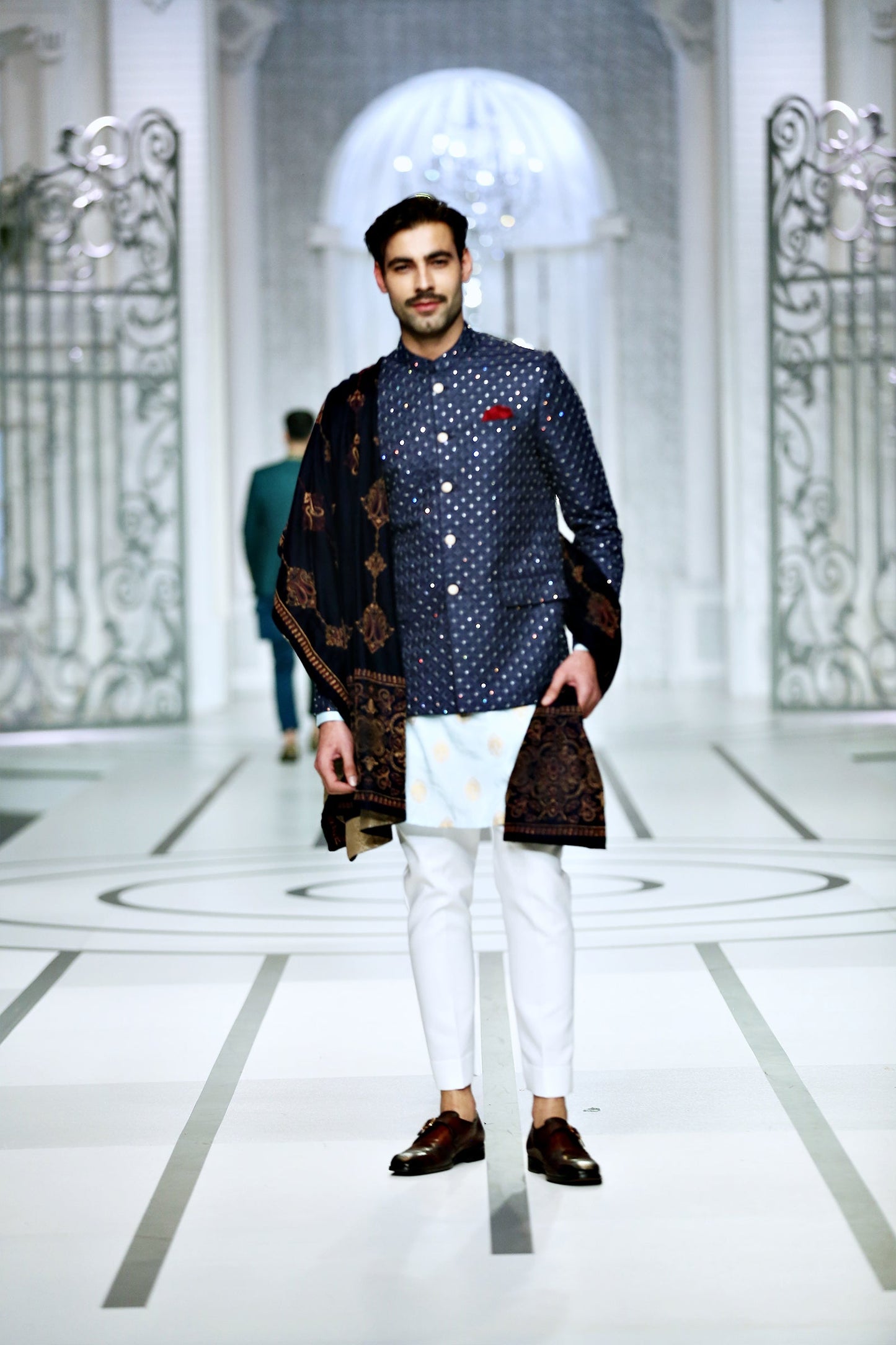 MC 182 Pakistani Blue Prince Coat - Mashal Couture