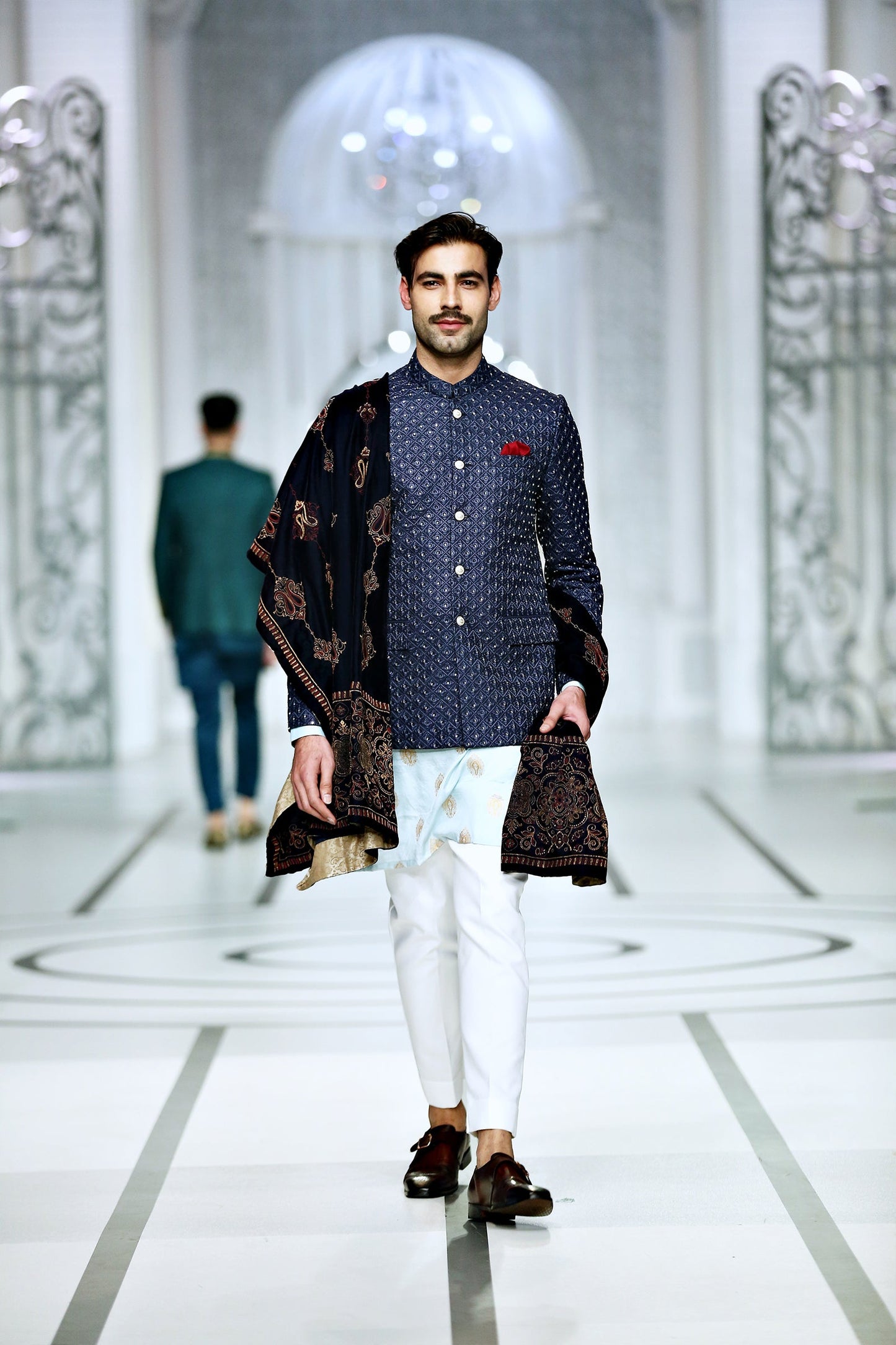 MC 182 Pakistani Blue Prince Coat - Mashal Couture