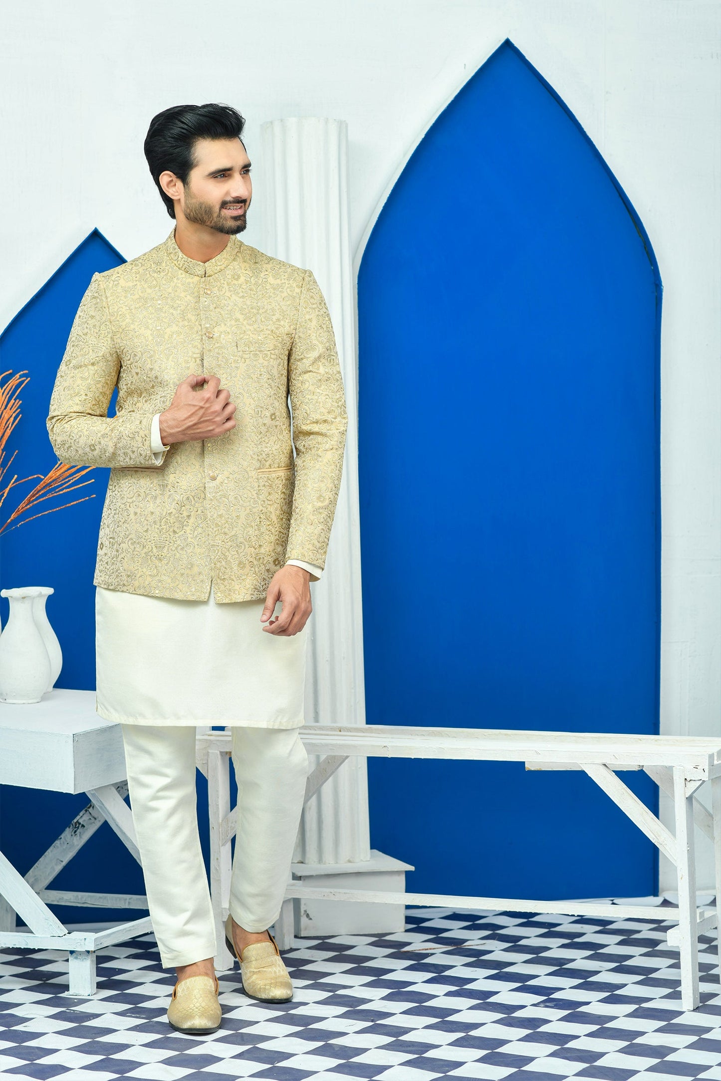 MC 160 Pakistani Men Prince Coat - Mashal Couture
