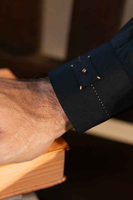 MC 75 Shalwar Kameez Black Mens - Mashal Couture