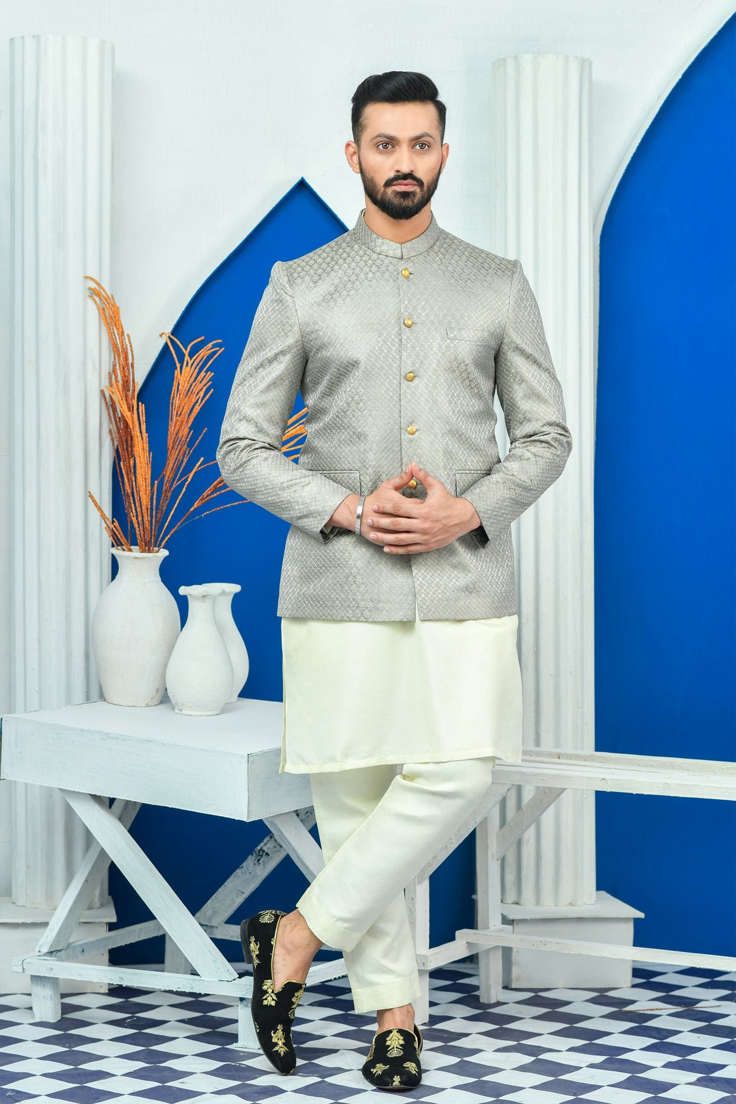 MC 166 Pakistani Prince Coat Wedding - Mashal Couture