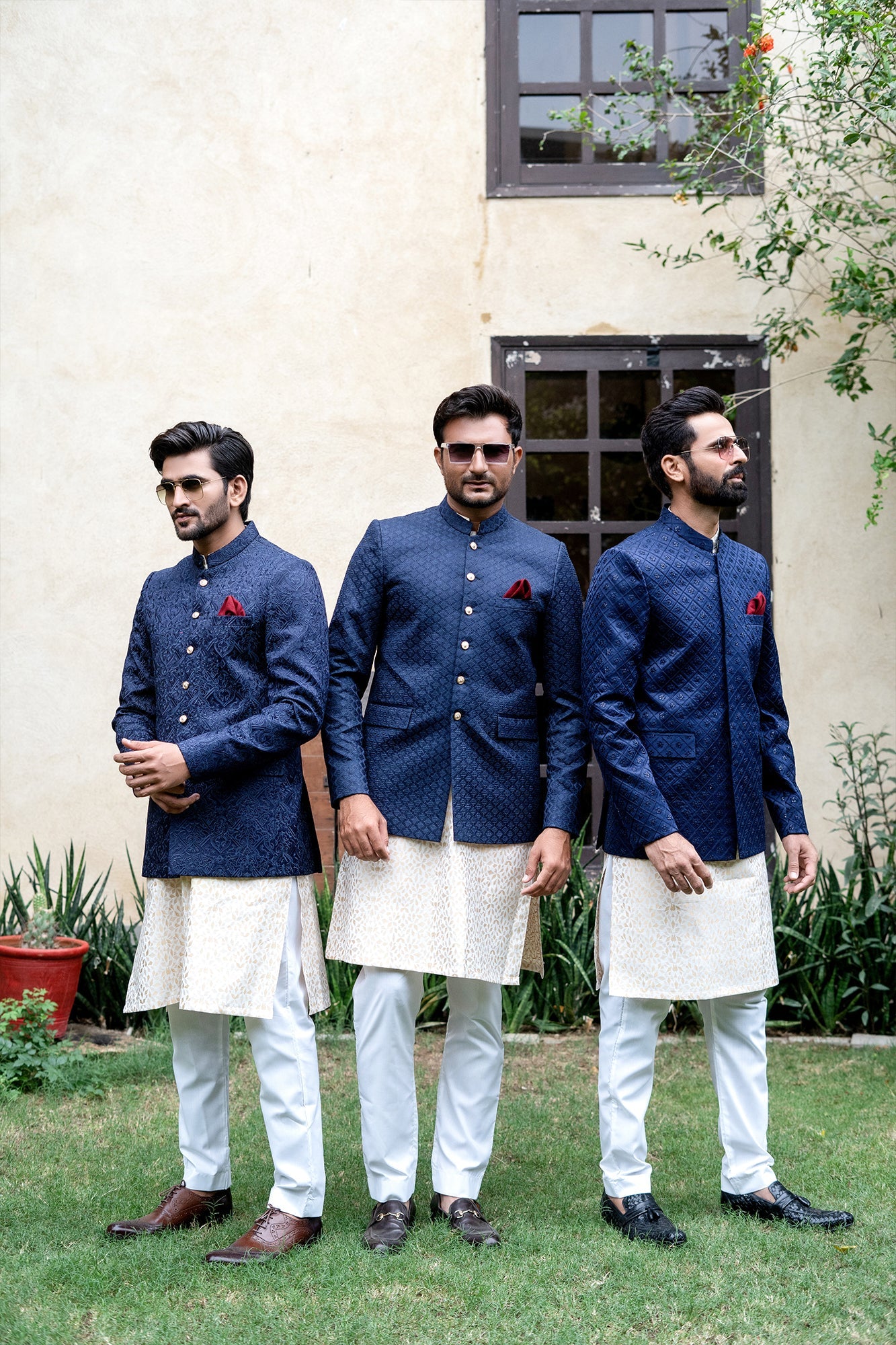 MC 190 Pakistani Blue Prince Coat designs - Mashal Couture