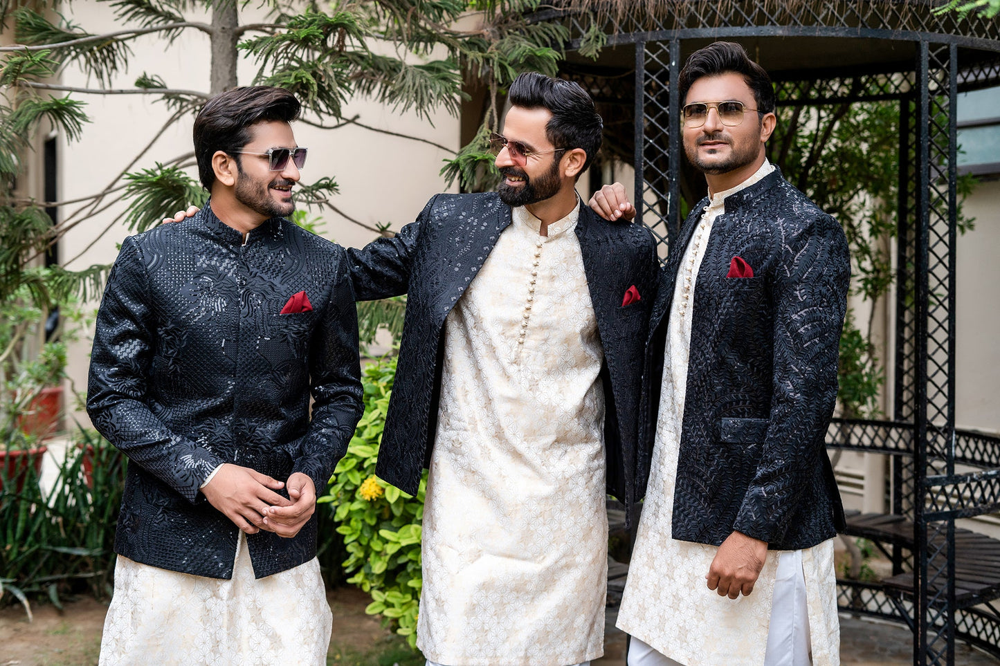 MC 183 Pakistani Black Prince Suit For Wedding - Mashal Couture