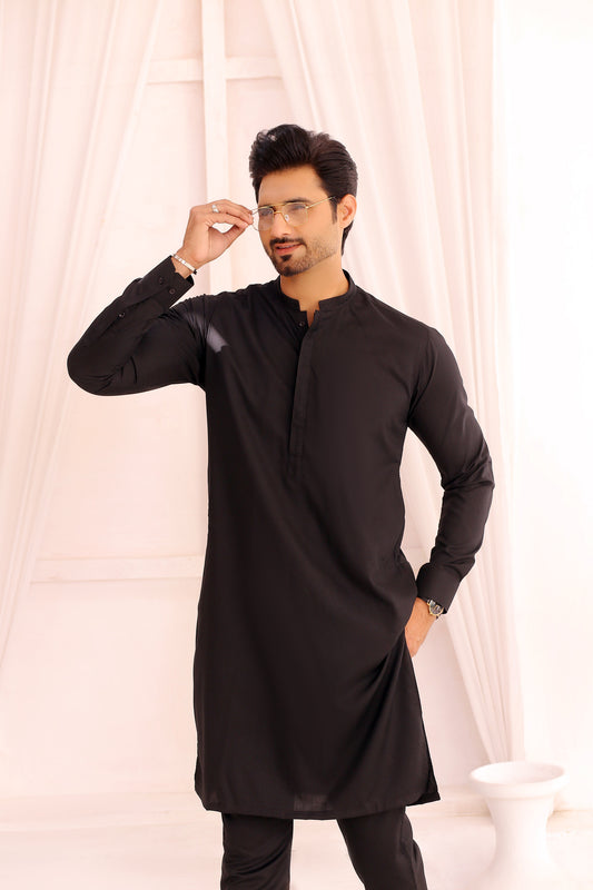 MC KP 12 Black Kurta Pajama - Mashal Couture
