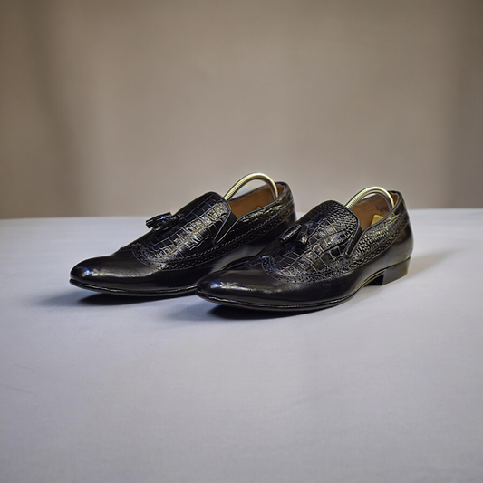 MC 63 Black Leather Shoes For Men - Mashal Couture