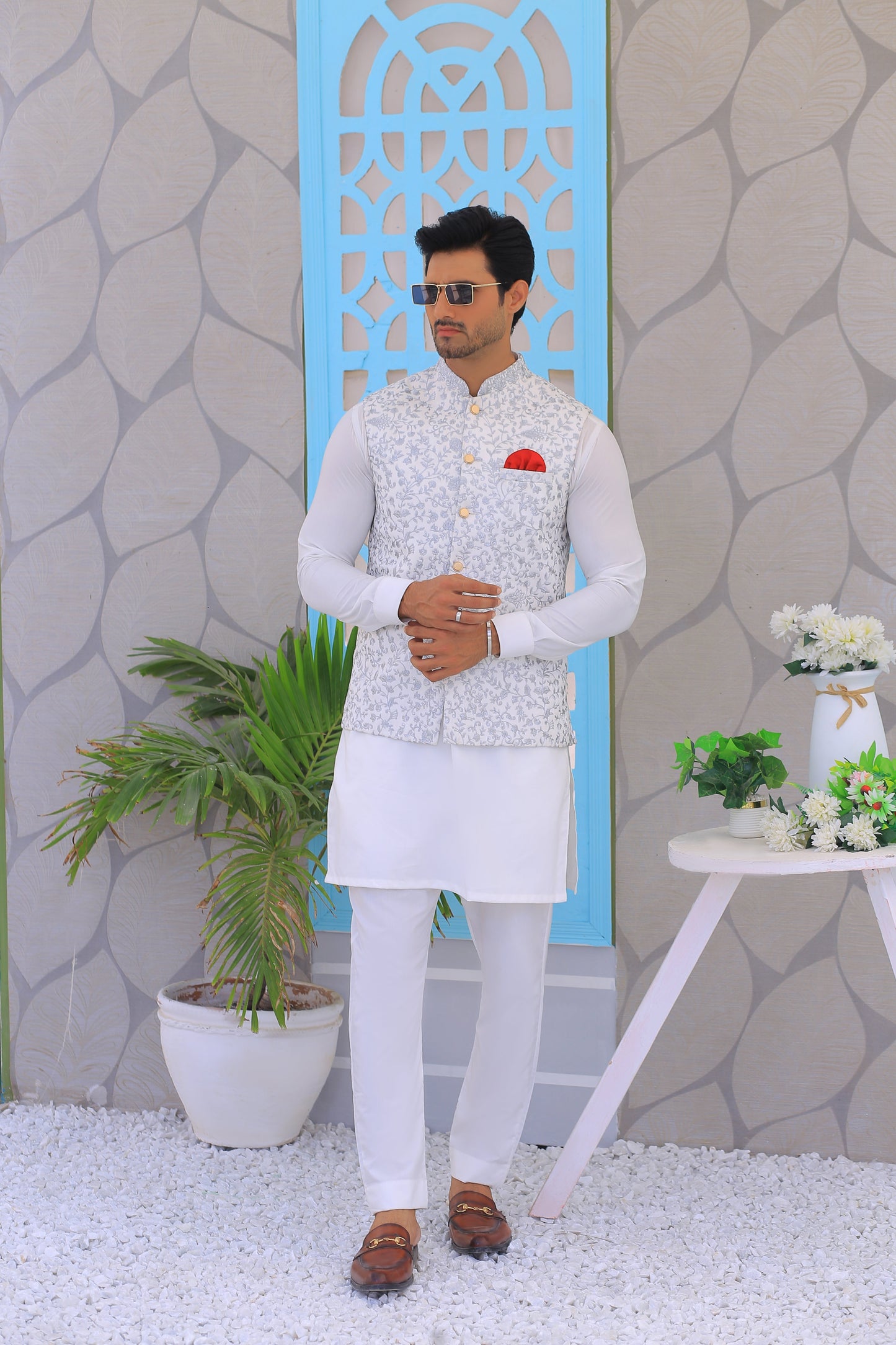 waistcoat and shalwar kameez