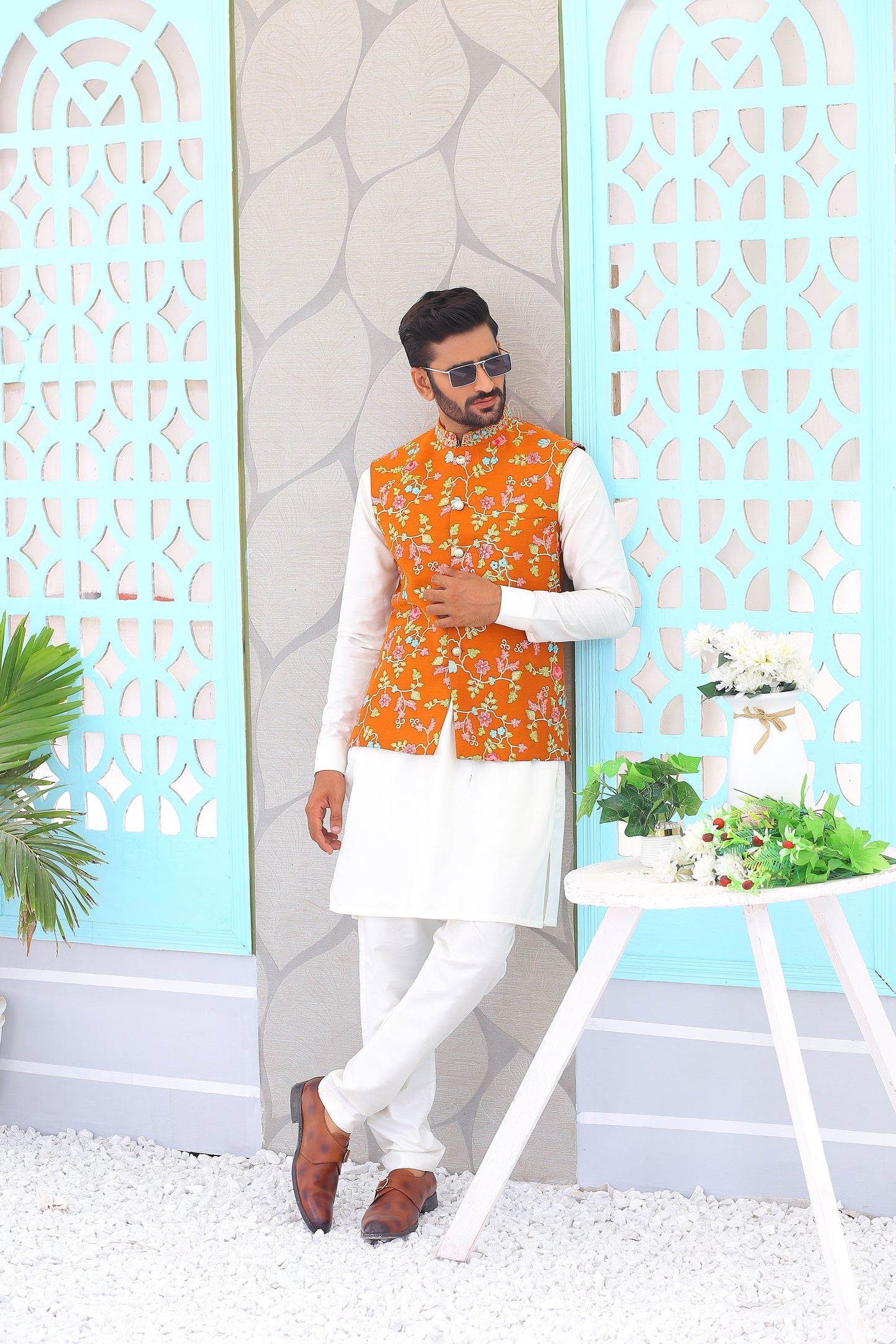 MC Embroidery Waistcoat For Men - Mashal Couture