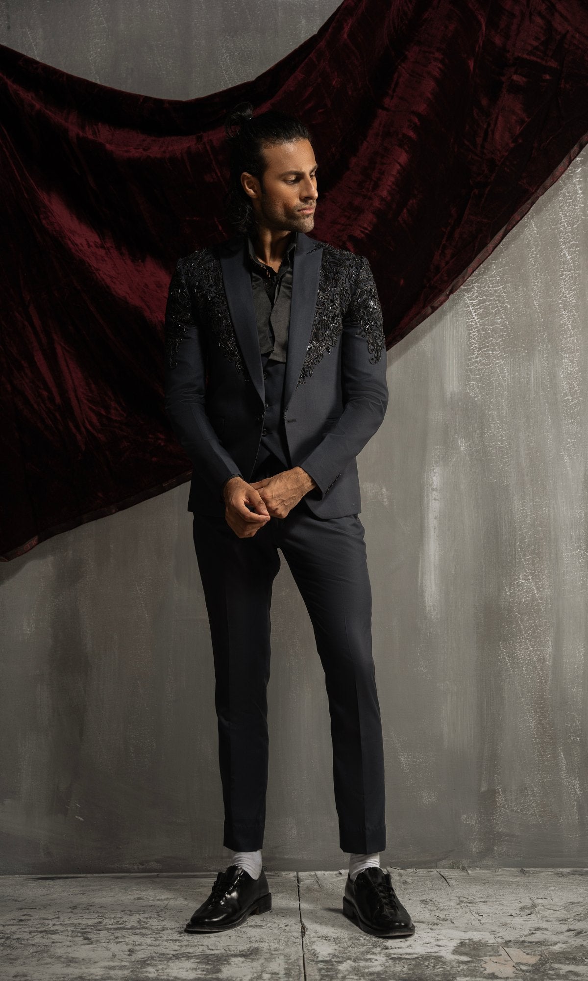 Dark Grey Tuxedos For Men - Mashal Couture