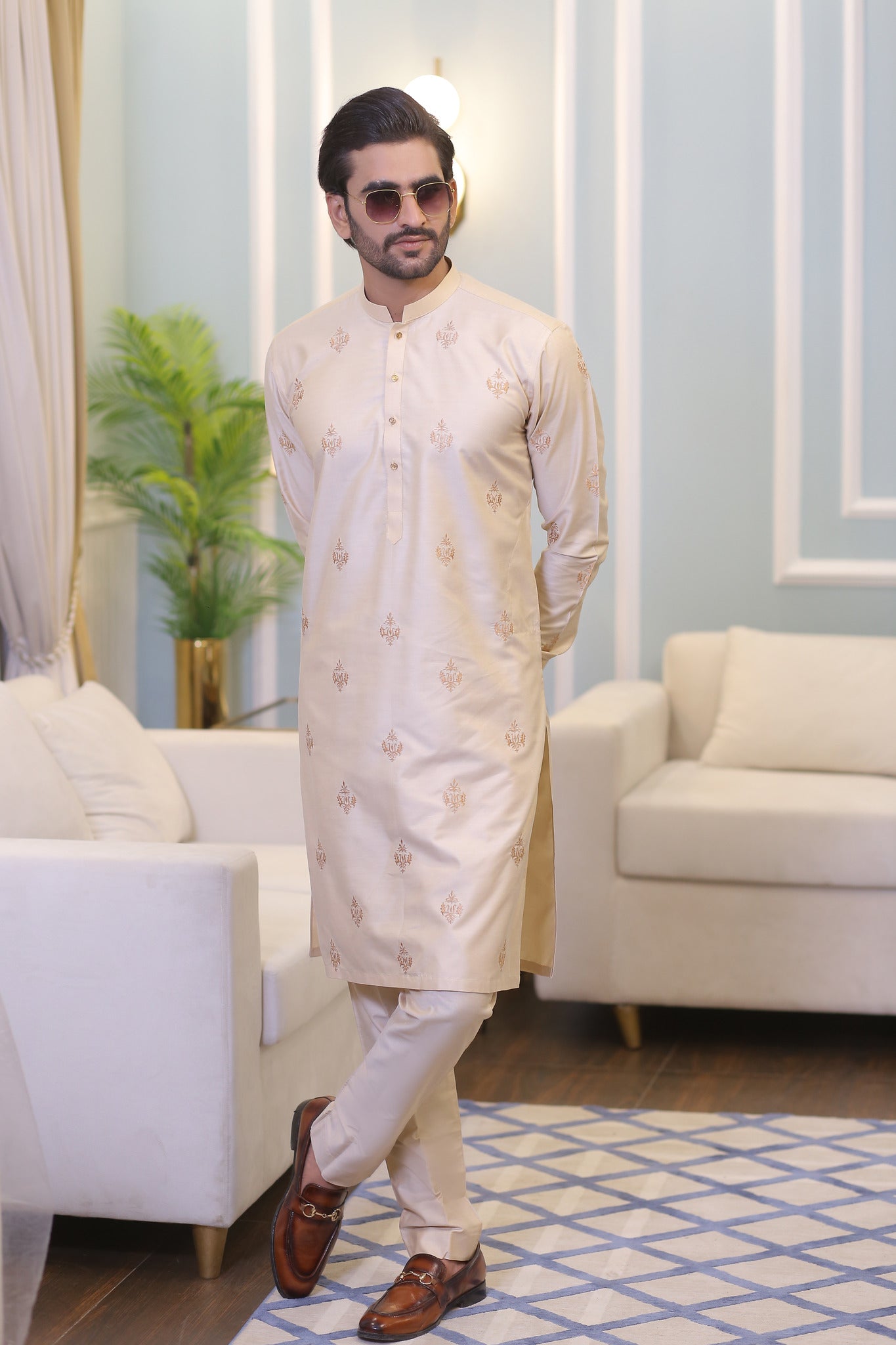 CK 17 Chikankari Mens Kurta Pakistan - Mashal Couture