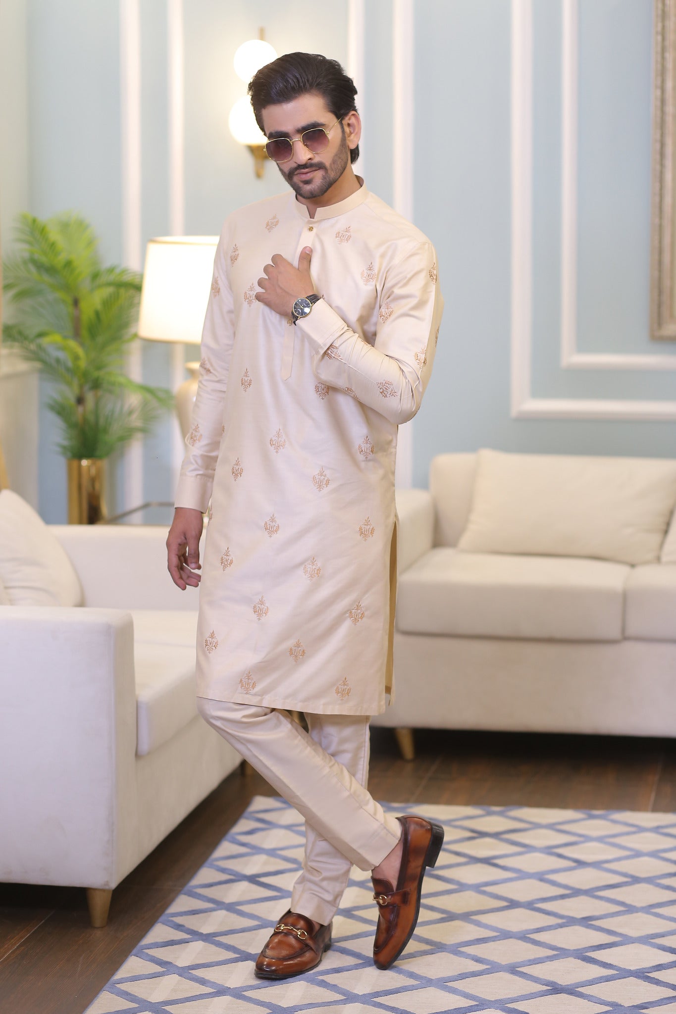 CK 17 Chikankari Mens Kurta Pakistan - Mashal Couture