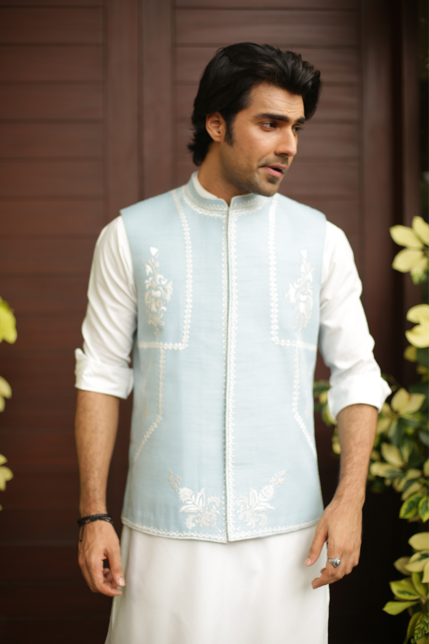 Cloud Blue Waist Coat For Wedding