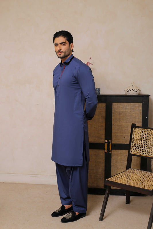 Mid Blue Shalwar Kameez