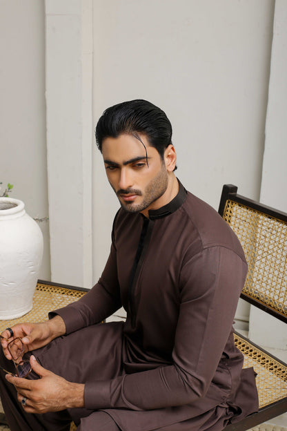 Dark Brown Executive Shalwar Kameez