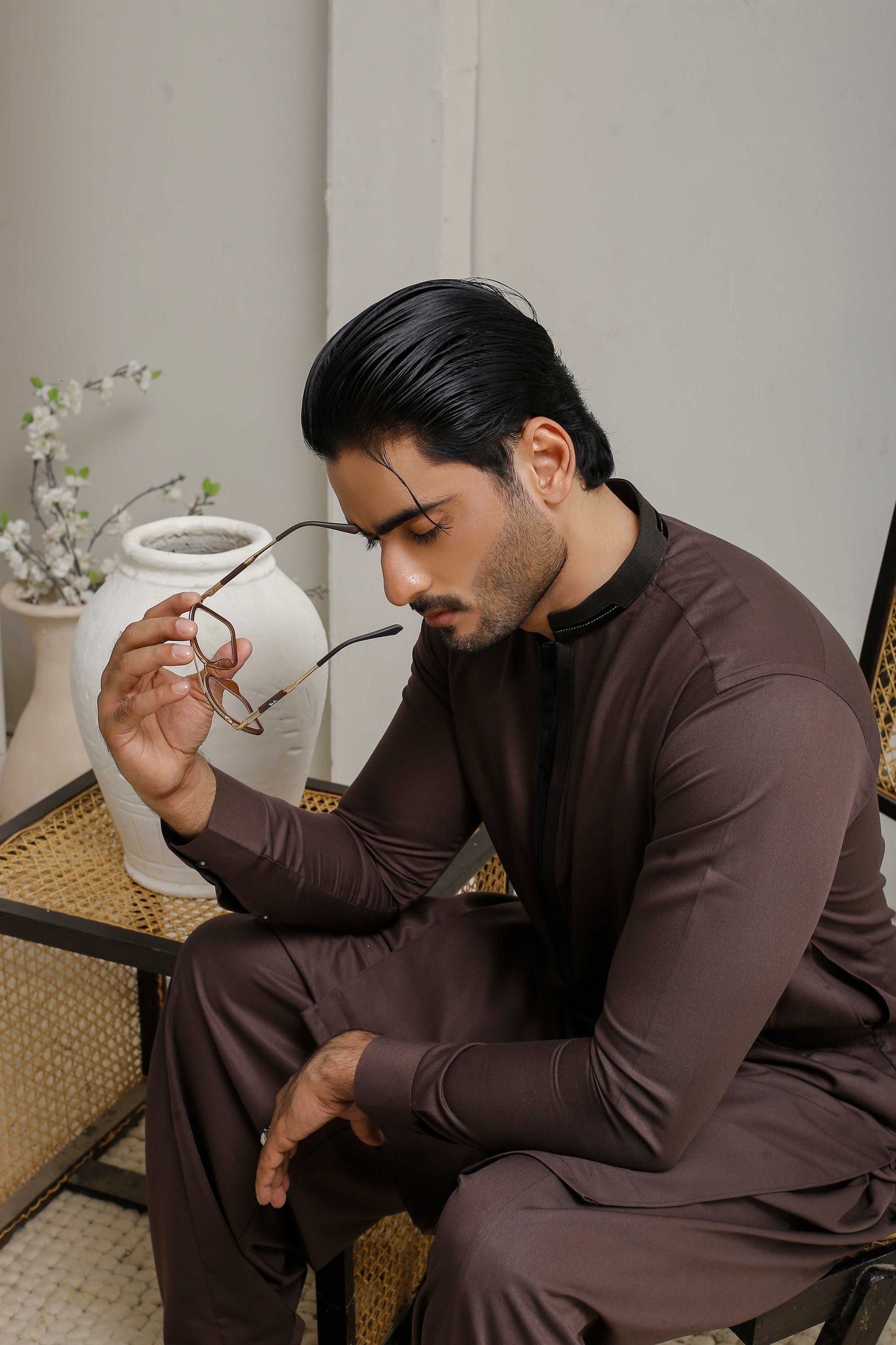 Dark Brown Executive Shalwar Kameez