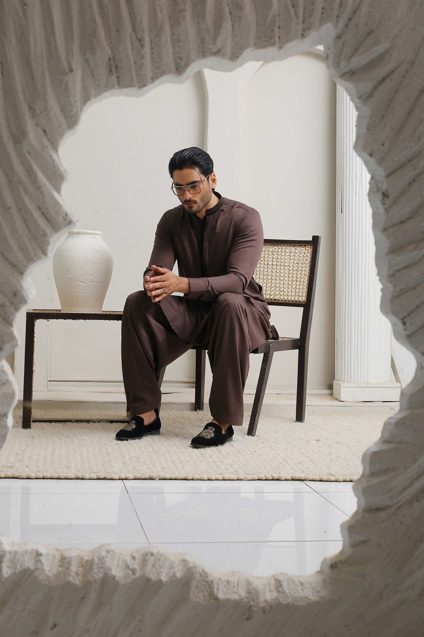 Dark Brown Executive Shalwar Kameez