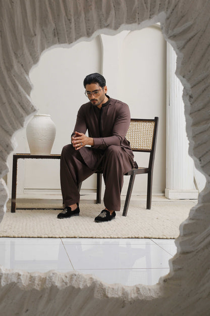Dark Brown Executive Shalwar Kameez