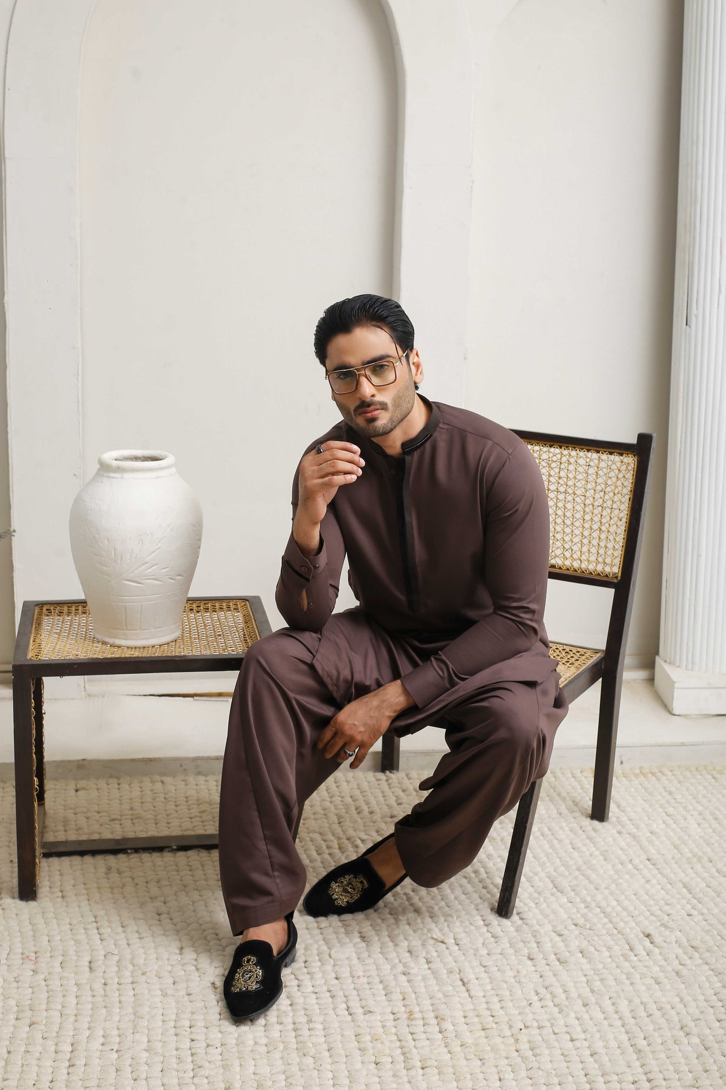 Dark Brown Executive Shalwar Kameez