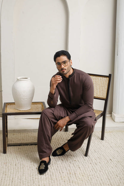 Dark Brown Executive Shalwar Kameez