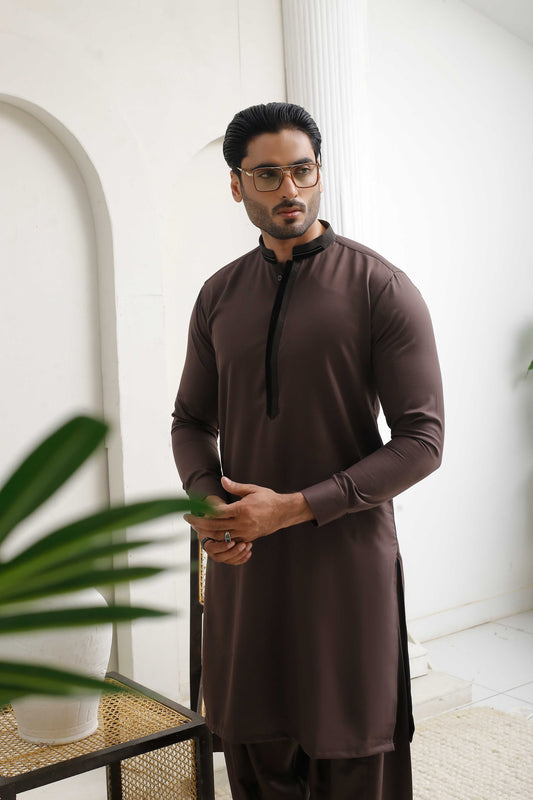 Dark Brown Executive Shalwar Kameez