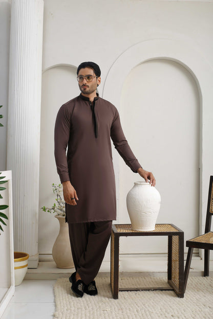 Dark Brown Executive Shalwar Kameez