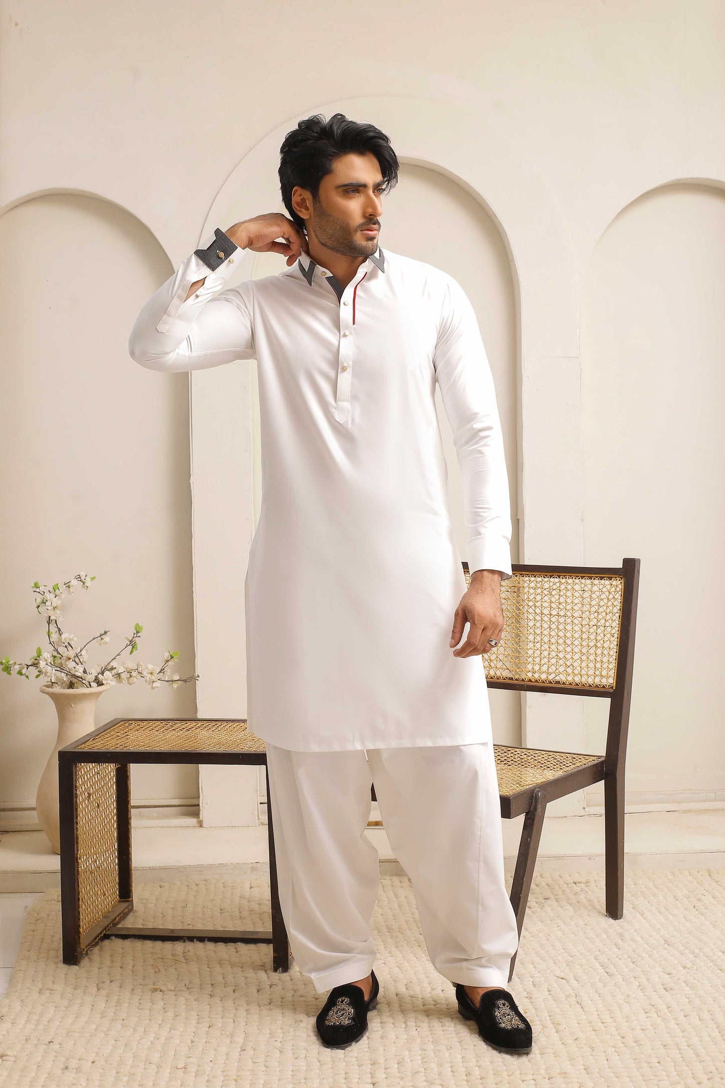 White Executive Shining Shalwar Kameez