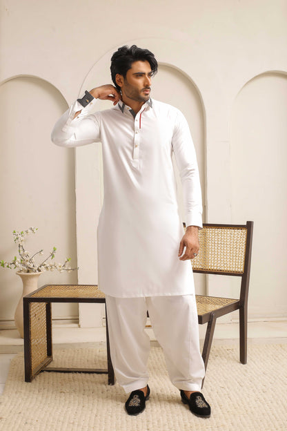 White Executive Shining Shalwar Kameez
