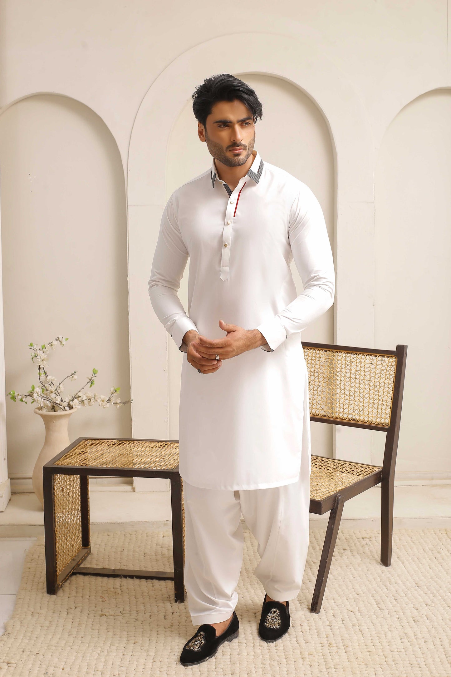 White Executive Shining Shalwar Kameez