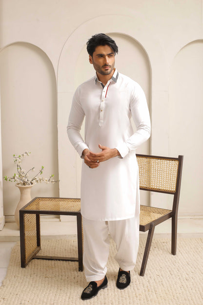 White Executive Shining Shalwar Kameez