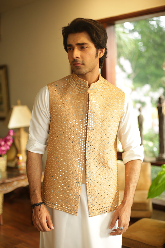 Cinnamon Mirror Work Waistcoat