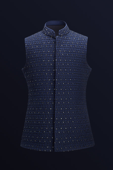 Elevate Your Style with MC 92 Navy Blue Waist Coat for Men - Timeless Elegance Awaits