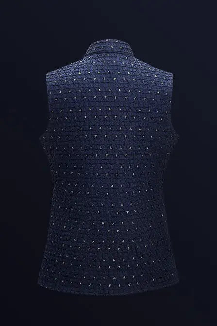 MC 92 Navy Blue Waist Coat For Men - Mashal Couture