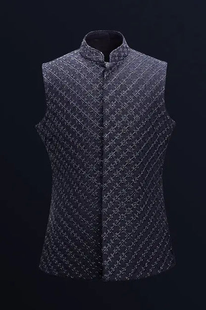 MC 94 Blue Waistcoat for Men - Mashal Couture