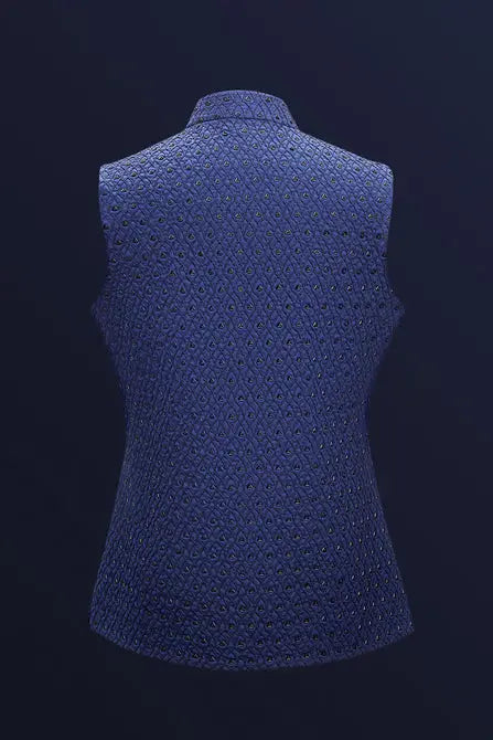 MC 95 Navy Blue WaistCoat For Men - Mashal Couture