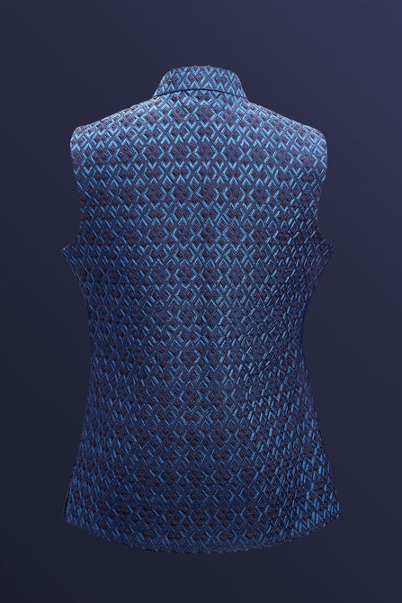 MC 96 Rhombus Sleeveless Waistcoat in Stunning Blue Satin