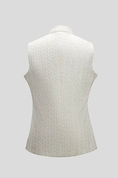 MC 98 White Ivory Trio Chain Waistcoat For Men - Mashal Couture