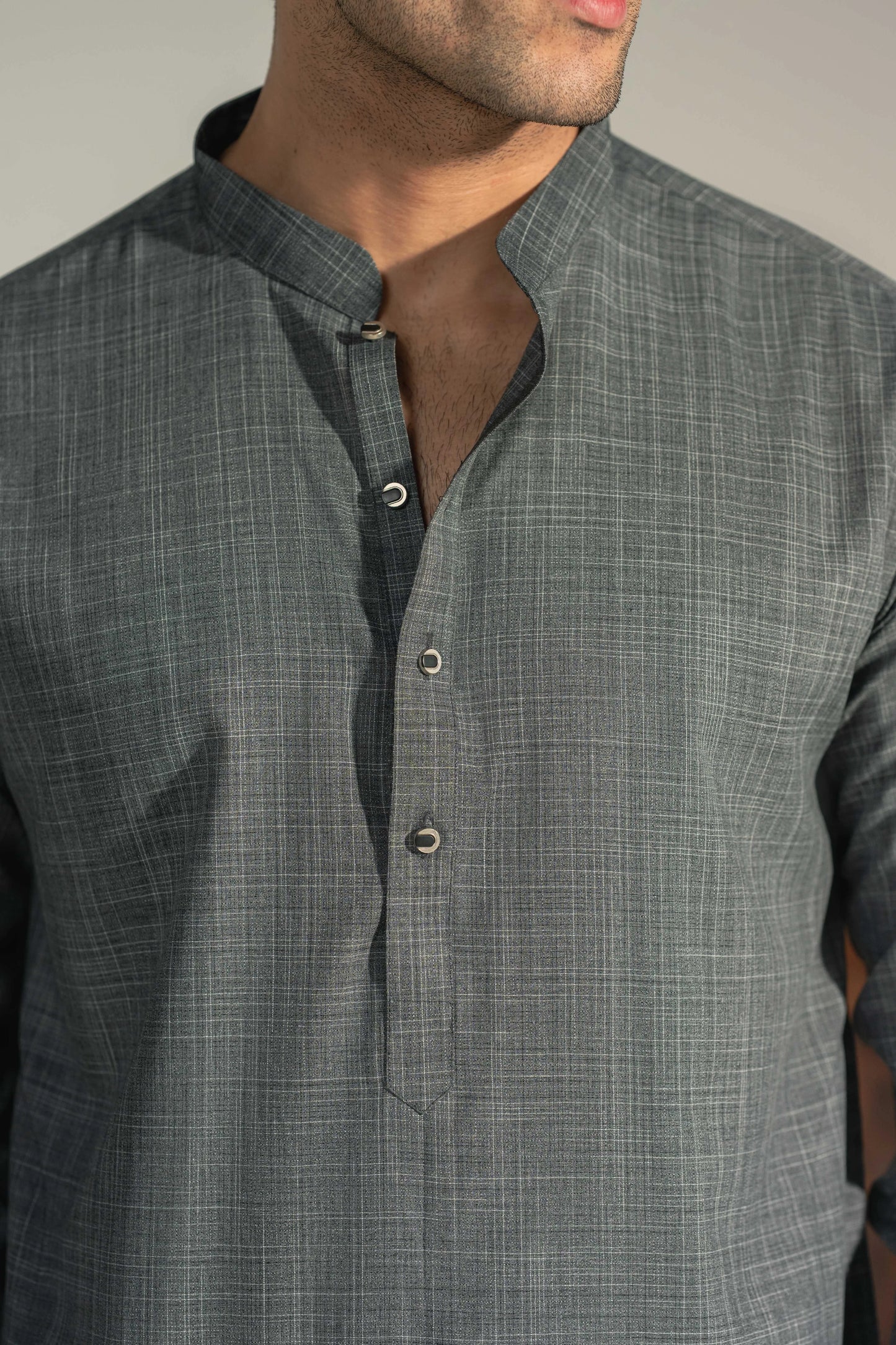 Self Dark Grey Kurta Pajama