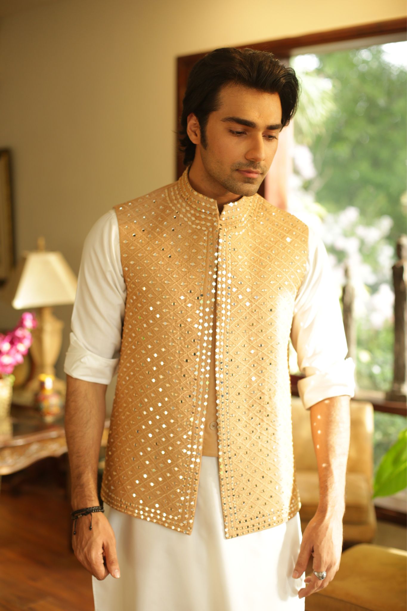 Cinnamon Mirror Work Waistcoat