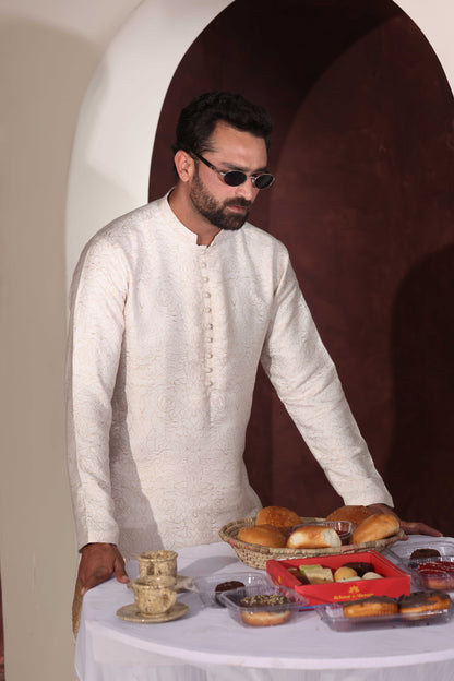 White Chikankari Kurta Wide Leg Trouser