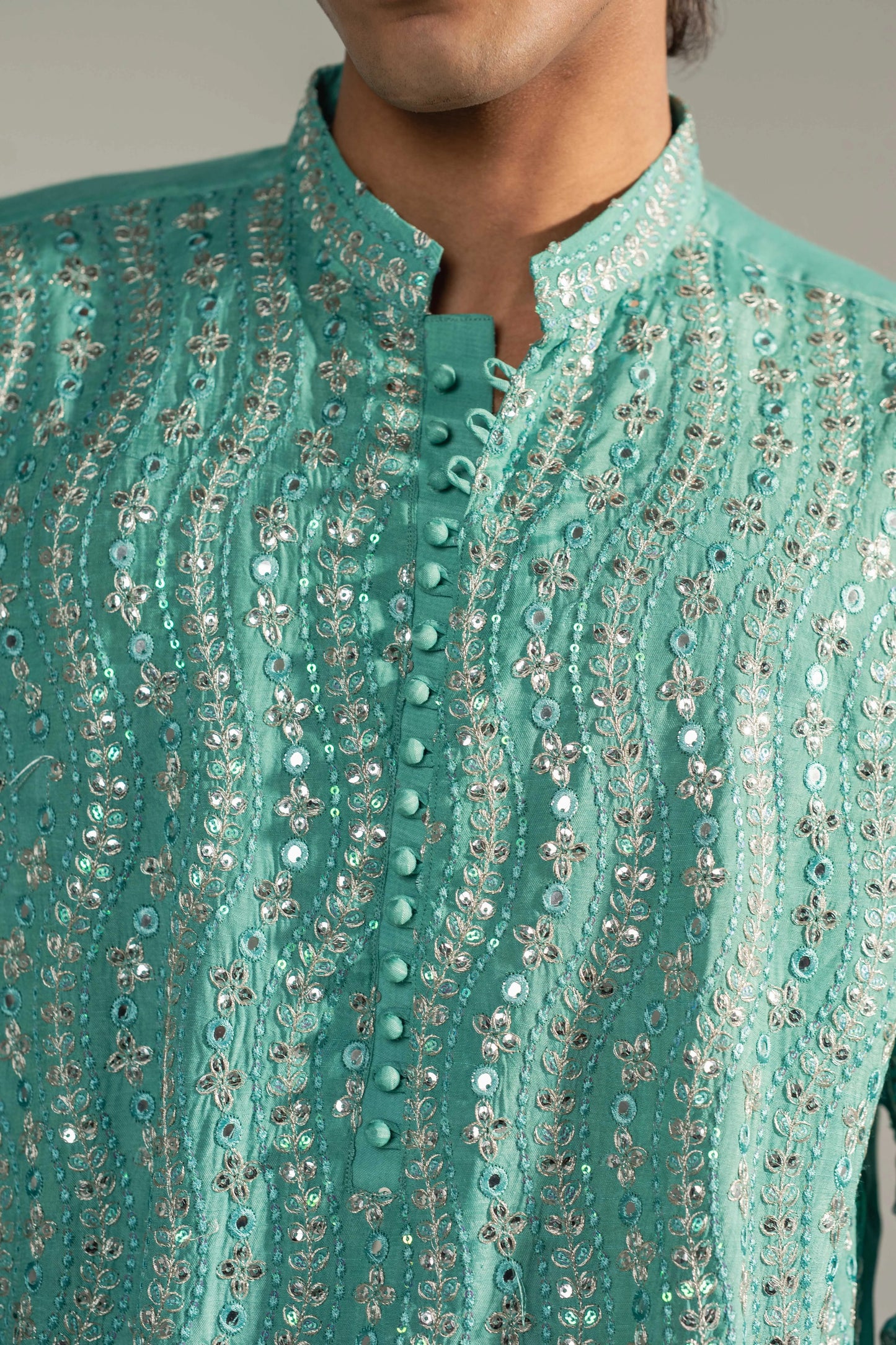 Rare Aquamarine Chikankari Kurta Pajama