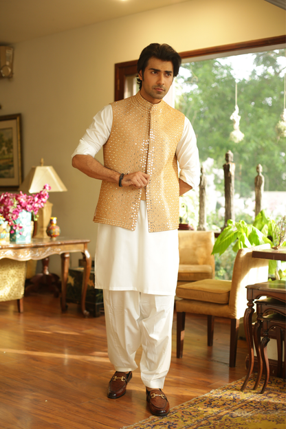 Cinnamon Mirror Work Waistcoat
