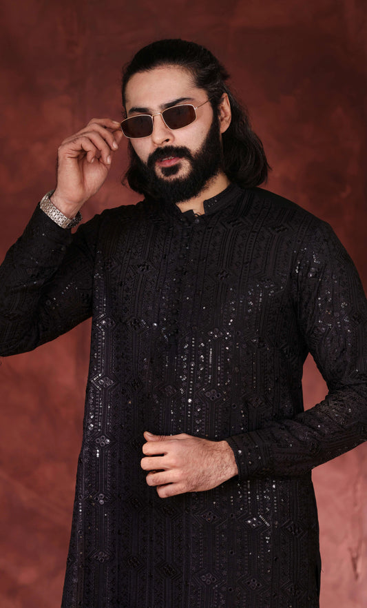 Black Desginer Kurta Trouser