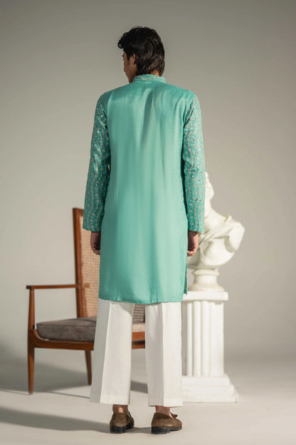 Rare Aquamarine Chikankari Kurta Pajama